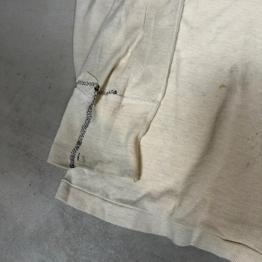70s vietnam military issue Winter Undershirt Wool Cotton Henley Named Large